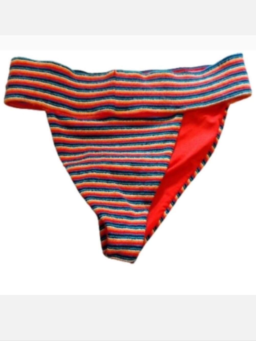 Frankies Bikinis Sunset Stripe Terrycloth Bikini Bottom Sz S